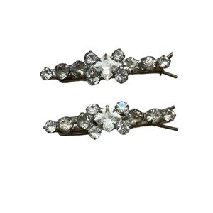 Vintage Clear Rhinestone Hair Barrettes